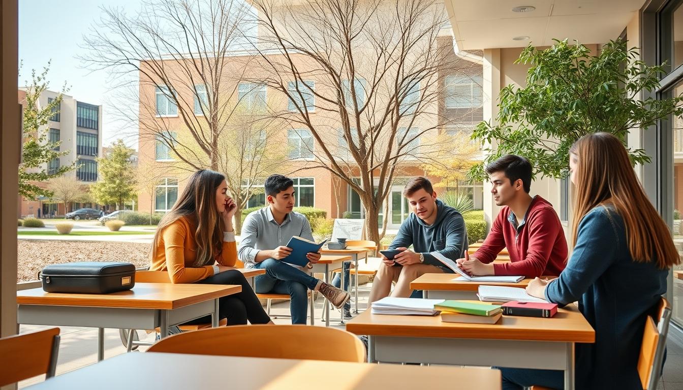 Student using a study guide to organize academic notes